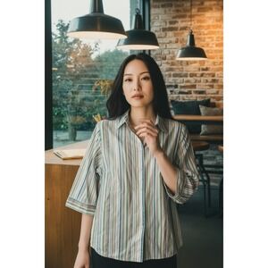 Alia Blouse Women's 14 Plaid Button Up Colorful 3/4 Sleeve Career Top Shirt